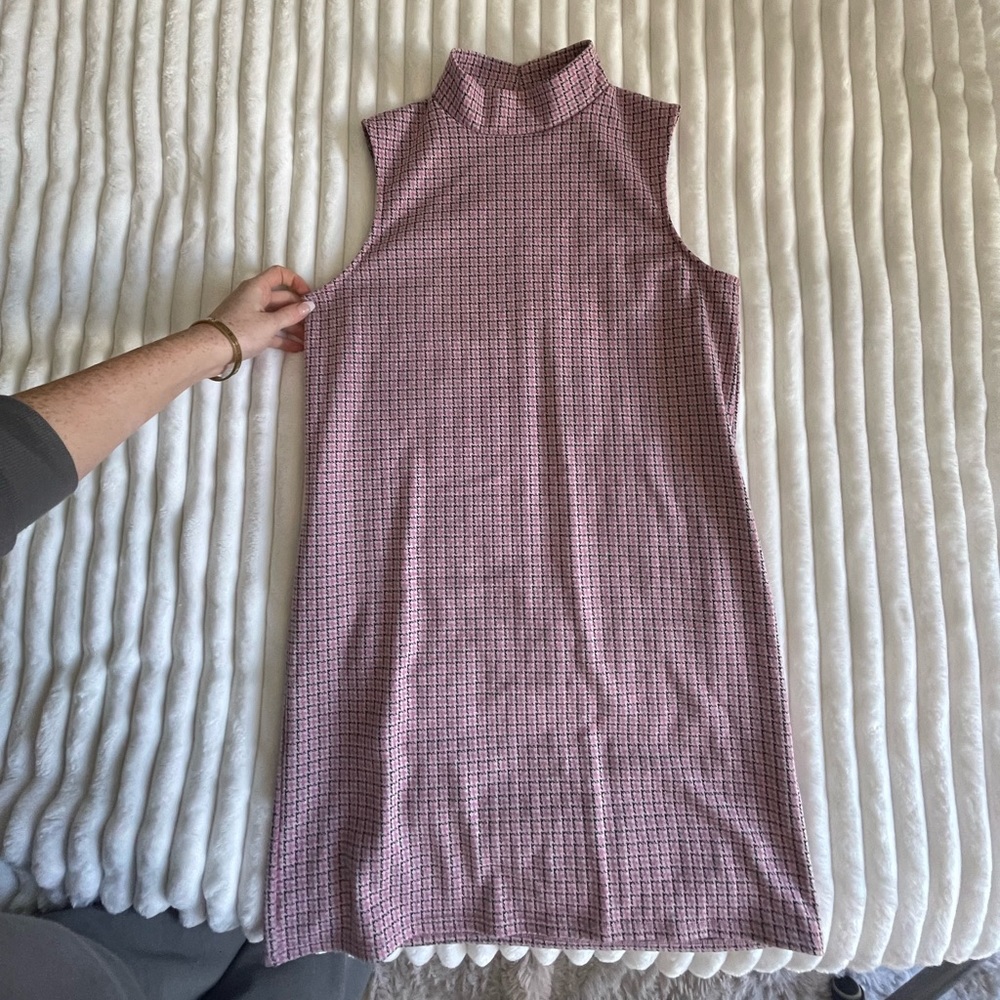Mini checked dress pink